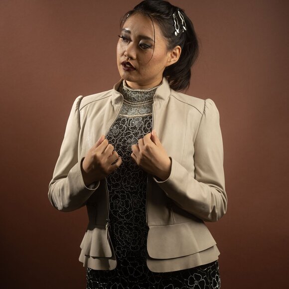 Leather Evening Jacket by White House Black Market - Size S - Picture 1 of 11